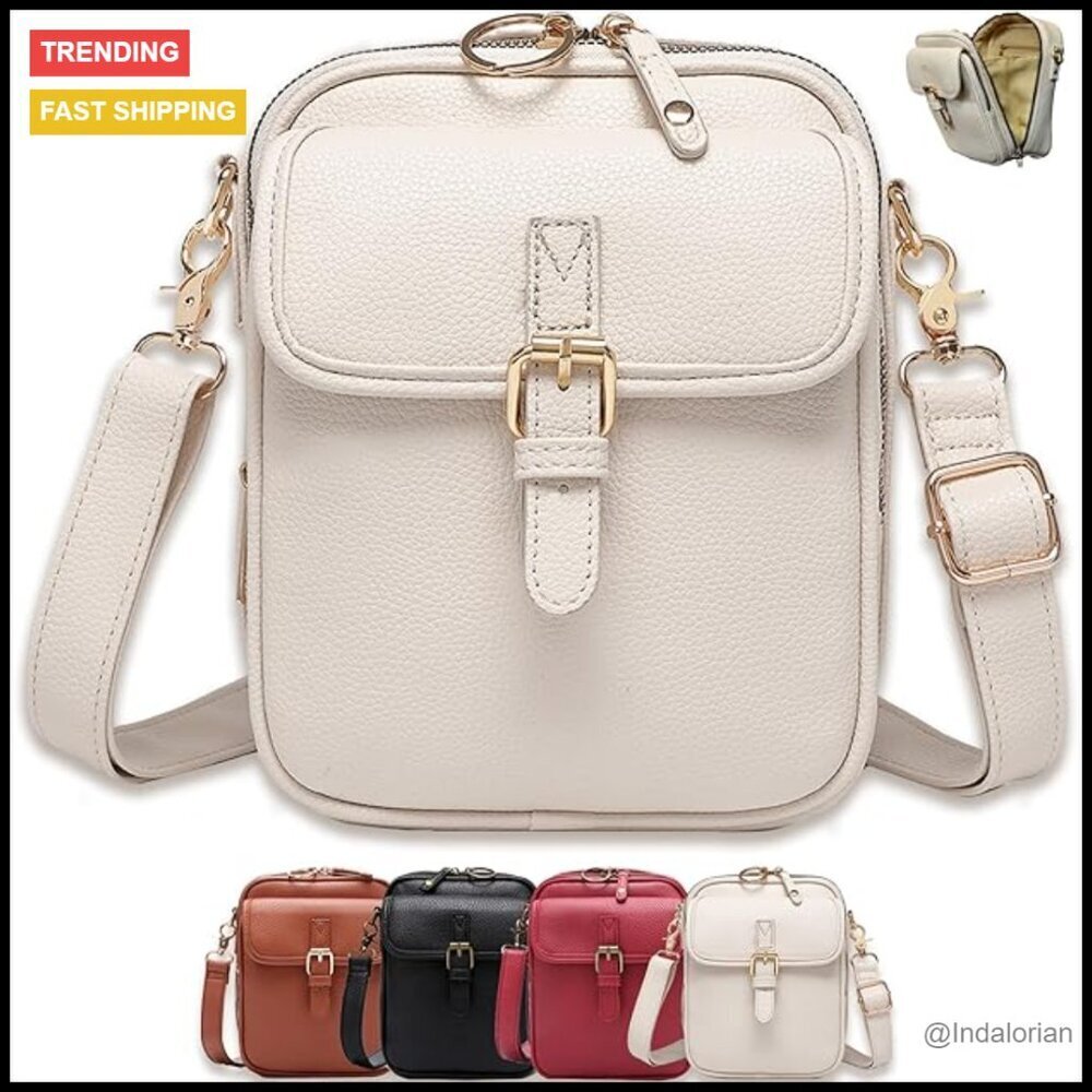 Vintage Faux Leather Crossbody Bag Anti Theft RFID Blocking Messenger Purse